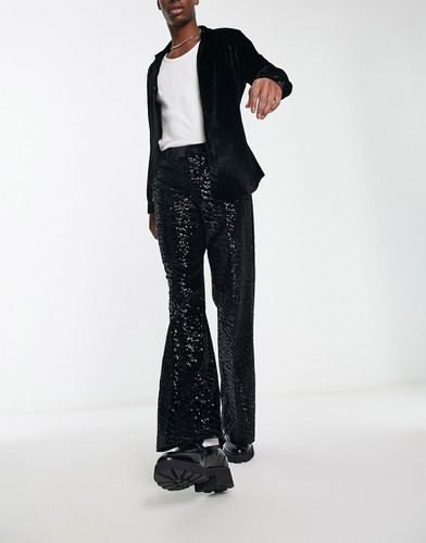 Pantalon habillé évasé - Noir à sequins - Asos Design - Modalova