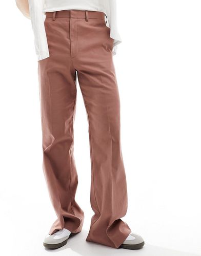 Pantalon habillé évasé style vintage en lin mélangé - Terracotta - Asos Design - Modalova