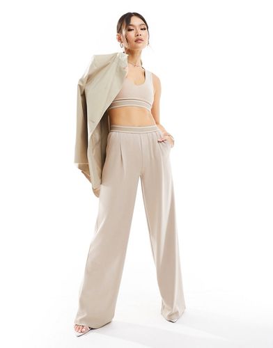 Pantalon large d'ensemble avec taille élastique - Taupe - Asos Design - Modalova