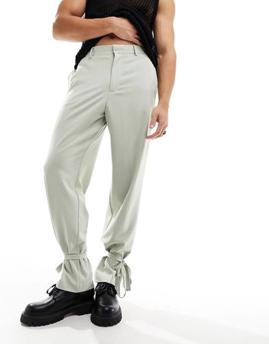 Pantalon large habillé avec liens aux chevilles - sauge - Asos Design - Modalova