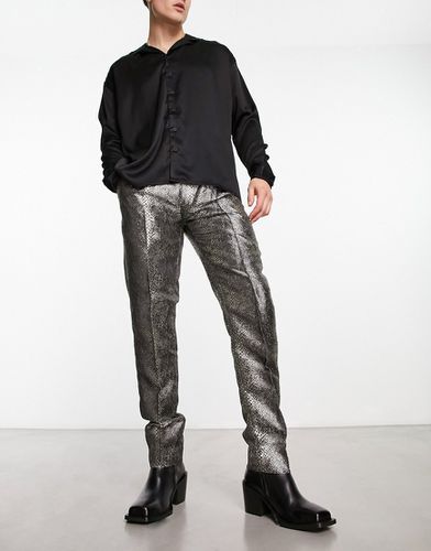 Pantalon slim élégant avec motif peau de serpent irisé tissé en jacquard - Asos Design - Modalova