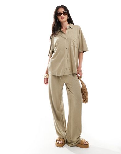 Pantalon taille basse effet lin - Taupe - Asos Design - Modalova