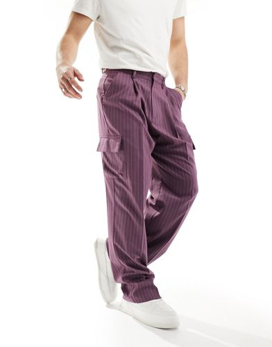 Pantalon taille haute ultra large élégant avec poches cargo et fines rayures - Asos Design - Modalova