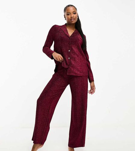 ASOS DESIGN Petite - Pyjama pailleté avec chemise et pantalon - Asos Petite - Modalova