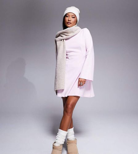 ASOS DESIGN Petite - Robe courte ajustée et évasée ultra douce à col montant - Rose - Asos Petite - Modalova