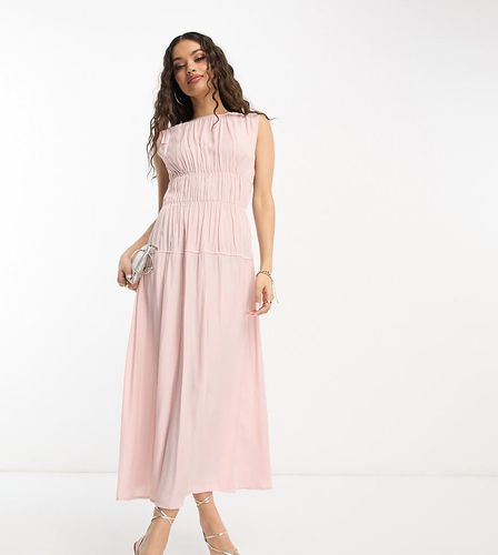 ASOS DESIGN Petite - Robe mi-longue à col montant et cordon de serrage - clair - Asos Petite - Modalova