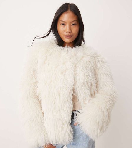 ASOS DESIGN Petite - Veste en fausse fourrure à poils longs - Crème - Asos Petite - Modalova