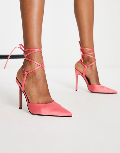 Prize - Chaussures à talon haut avec lien à nouer sur la jambe - Corail - Asos Design - Modalova