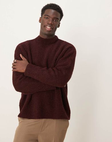 Pull ultra oversize coupe carrée en maille bouclée à col cheminée - Bordeaux - Asos Design - Modalova