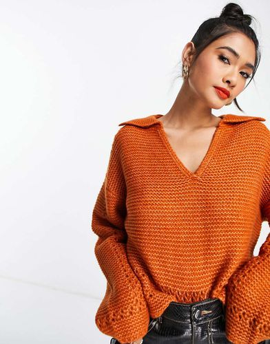 Pull à encolure ouverte et col fantaisie - Rouille - Asos Design - Modalova