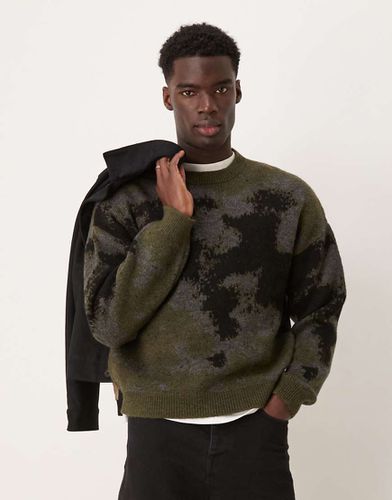 Pull décontracté coupe carrée en maille à col ras de cou avec motif - Asos Design - Modalova