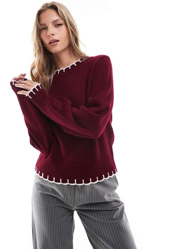 Pull en maille avec point de feston - Bordeaux - Asos Design - Modalova