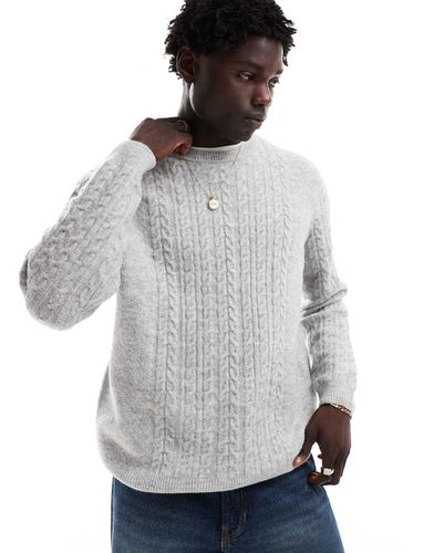 Pull ras de cou en maille torsadée coupe décontractée et ample - chiné - Asos Design - Modalova