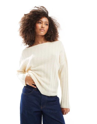 Pull souple en maille côtelée avec épaules dénudées - Crème - Asos Design - Modalova