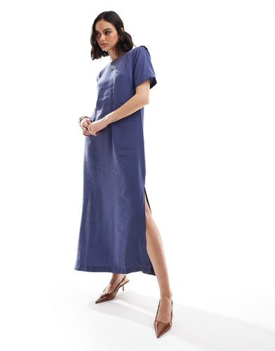 Robe t-shirt mi-longue à épaulettes - indigo - Asos Design - Modalova