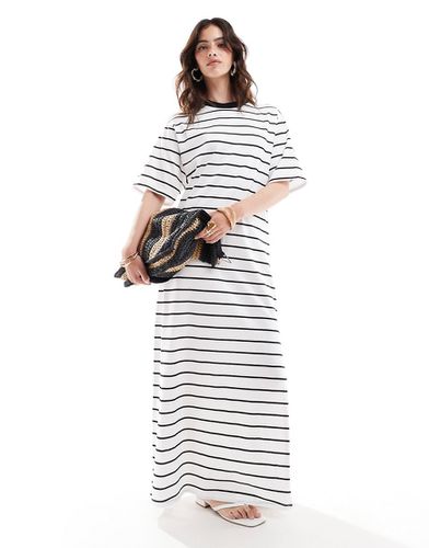 Robe t-shirt oversize longueur mollet à rayures - Noir et blanc - Asos Design - Modalova