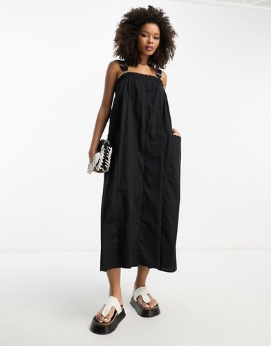 Robe trapèze d'été façon salopette en coton - Noir - Asos Design - Modalova
