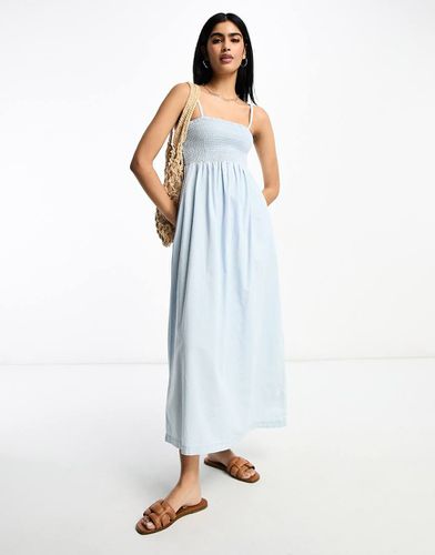 Robe bandeau mi-longue en denim doux - délavé - Asos Design - Modalova