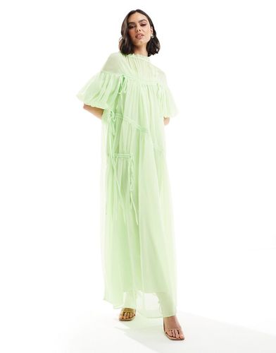 Robe babydoll longue et oversize avec fronces nouées - Asos Design - Modalova