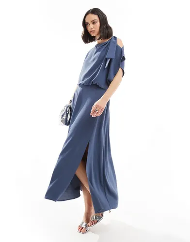 Robe blousante mi-longue à bretelles nouées - jean - Asos Design - Modalova