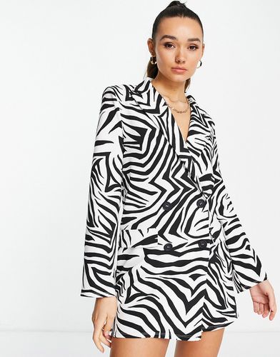 Robe blazer oversize coupe carrée à imprimé zèbre - Noir et blanc - Asos Design - Modalova