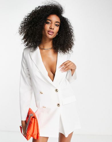Robe blazer oversize coupe carrée avec boutons fantaisie - Crème - Asos Design - Modalova