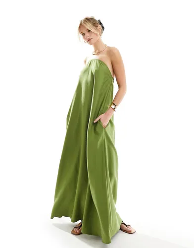 Robe bustier longue d'été minimaliste - olive - Asos Design - Modalova
