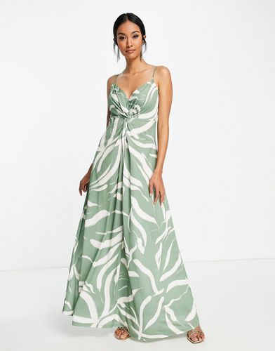 Robe caraco longue torsadée devant - Imprimé tacheté vert - MULTI - Asos Design - Modalova