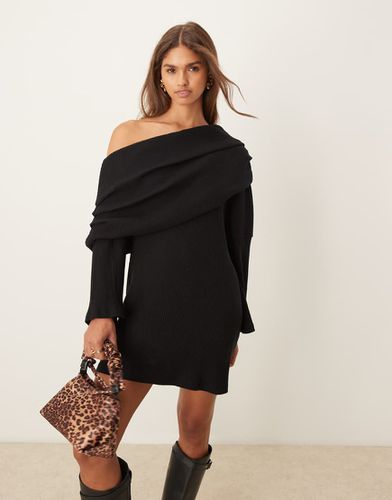 Robe courte côtelée à épaule tombante - Asos Design - Modalova