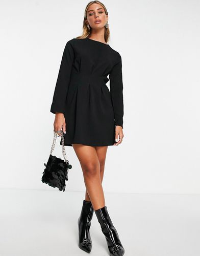 Robe courte cintrée à manches longues - Noir - Asos Design - Modalova