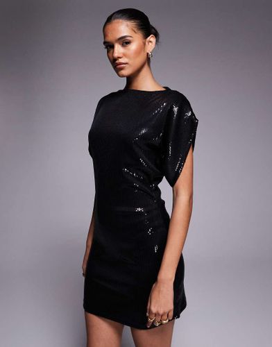 Robe courte à sequins, encolure bateau et manches chauve-souris - Asos Design - Modalova