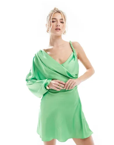 Robe courte asymétrique drapée à détail torsadé - vif - Asos Design - Modalova