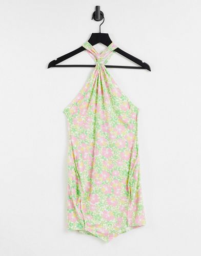 Robe courte nouée fendue avec dos-nu et imprimé fleuri style années 70 - Asos Design - Modalova
