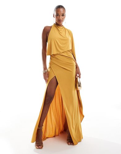 Robe de gala asymétrique et longue effet cape avec traîne - Ocre - Asos Design - Modalova