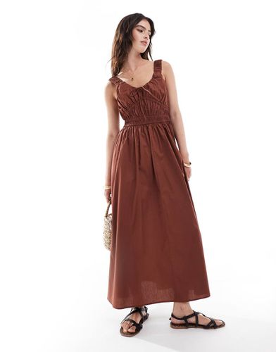 Robe d'été mi-longue avec bretelles larges et taille cintrée - Chocolat - Asos Design - Modalova