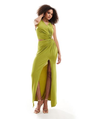 Robe fendue longue à découpes et détail froncé - olive - Asos Design - Modalova