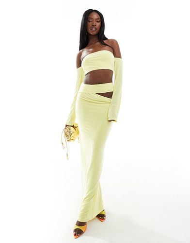 Robe longue à encolure Bardot et manches longues avec découpe latérale - Asos Design - Modalova