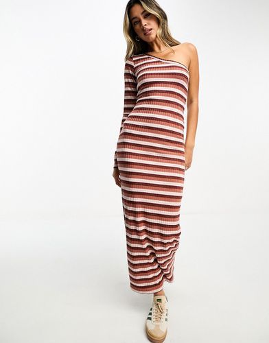 Robe longue asymétrique côtelée à rayures - Asos Design - Modalova