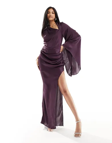 Robe longue asymétrique en satin avec col foulard - Asos Design - Modalova