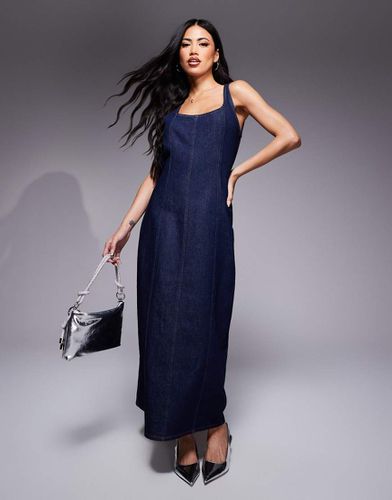 Robe longue en jean à coutures apparentes - Indigo - Asos Design - Modalova