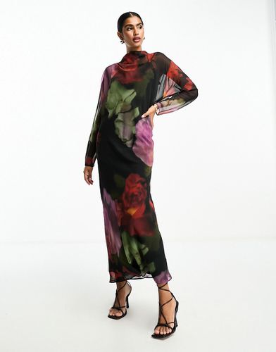 Robe longue en mousseline à imprimé fleuri flouté - Asos Design - Modalova