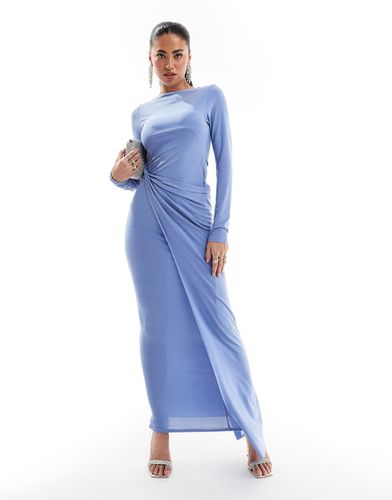 Robe longue effet drapé à manches longues - cendré - Asos Design - Modalova