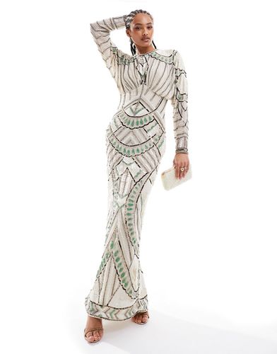 Robe longue ergonomique à manches chauve-souris et ornements - Ivoire - Asos Design - Modalova