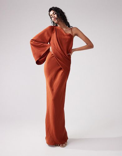 Robe longue et asymétrique avec corsage drapé - Rouille - Asos Design - Modalova