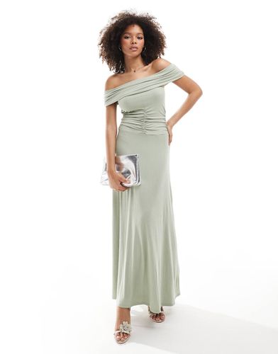 Robe longue froncée style Bardot - sauge - Asos Design - Modalova