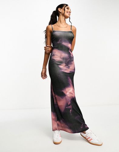Robe longue près du corps à bretelles et imprimé abstrait ton sur ton - Violet - Asos Design - Modalova