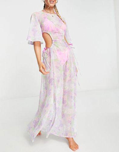 Robe longue transparente de plage à manches ange et imprimé fleurs - Asos Design - Modalova