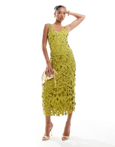 Robe mi-longue ajourée et ornementée - Vert chartreuse - Asos Design - Modalova