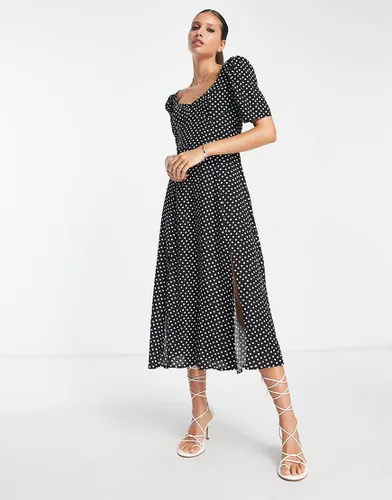 Robe mi-longue fendue à pois avec bonnets formés - Asos Design - Modalova