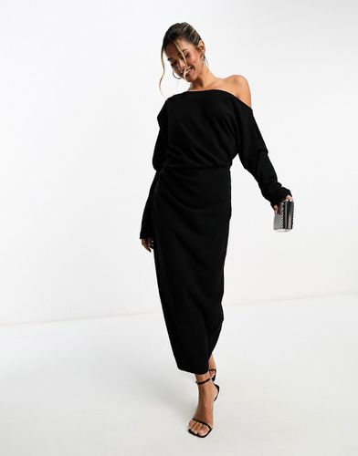 Robe mi-longue souple avec épaule tombante - Asos Design - Modalova